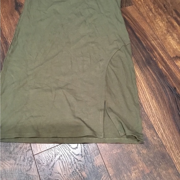 BP Olive Green Ribbed Shirt Sleeve Casual Dress - Picture 4 of 6